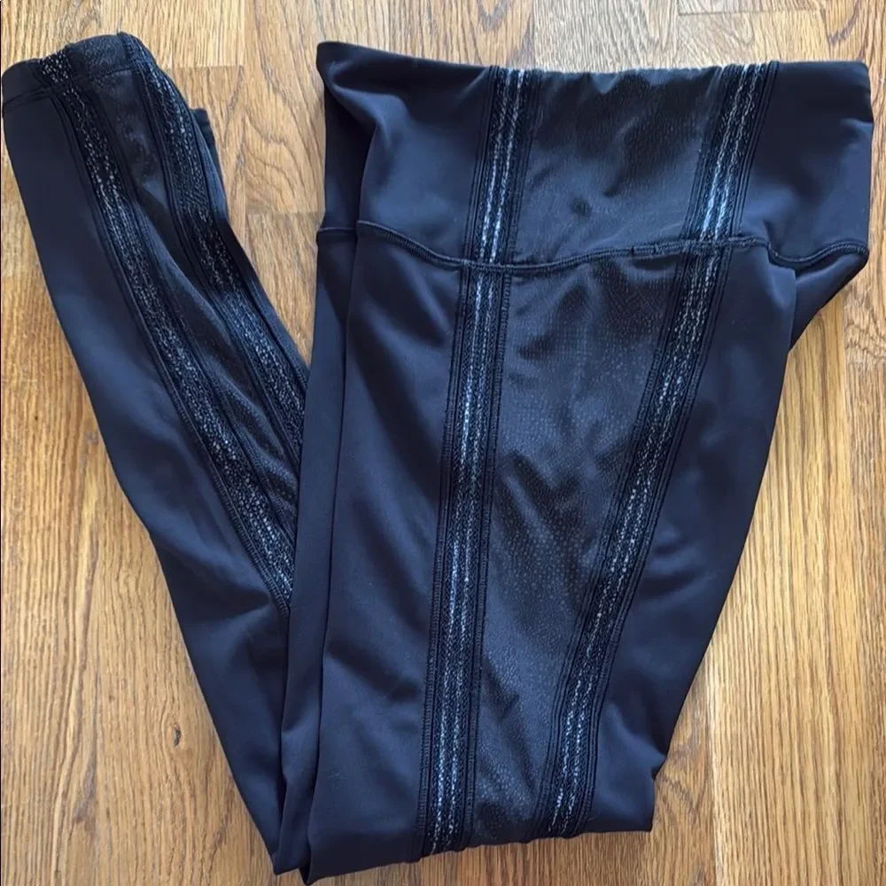 Lululemon Black High-Waisted Leggings with lace design